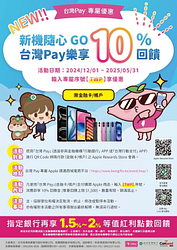 Apple禮遇商城新機隨心GO 台灣Pay樂享10%回饋