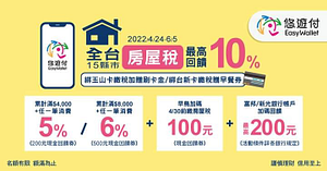 使用悠遊付繳房屋稅滿額贈 現金回饋券