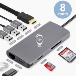 PChome精選USB周邊優惠-逵鑫USBTypeC8合1HUB多功能影音轉接數據傳輸集線器