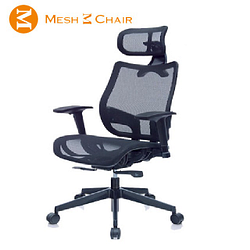 PChome精選電腦椅優惠-【Mesh3Chair】恰恰人體工學網椅-附頭枕(酷黑)