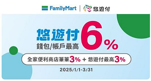 全家便利商店悠遊付筆筆最高回饋6%