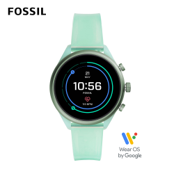 PChome精選智慧錶優惠-【FOSSIL】Sport運動智能手錶綠色果凍矽膠錶帶41MMFTW6057