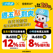 週五全支付日，滿額贈8%福利點