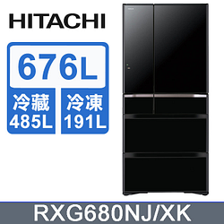 PChome精選冰箱優惠-HITACHI日立日製676L六門電冰箱RXG680NJ/XK(琉璃黑)