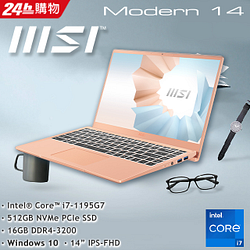 PChome精選MSI微星電競優惠-MSI微星Modern14B11MO-830TW(i7-1195G7/16G/512GSSD/Win10/FHD/14)商務筆電