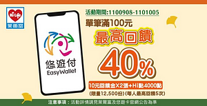 萊爾富超商使用悠遊付，消費滿100元享20元現金回饋