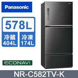 PChome精選冰箱優惠-Panasonic國際牌無邊框鋼板578公升三門冰箱NR-C582TV-K(晶漾黑)