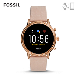 PChome精選智慧錶優惠-【FOSSIL】GEN5智能錶茱莉安娜HR-粉色皮革手錶44MMFTW6054