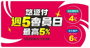 週五會員日 最高5%回饋