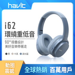 PChome精選藍牙耳機優惠-【Havit海威特】i62立體聲藍牙無線耳罩式耳機-深藍