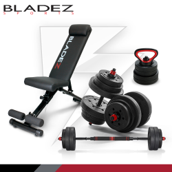 PChome精選健身器材優惠-【BLADEZ】熱銷重訓組－40KG槓啞鈴+壺鈴+可折疊重訓椅(DD1+BW13-Z1)