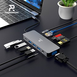 PChome精選USB周邊優惠-PowerRiderHB-P11十一合一PD充電傳輸集線器鈦金灰