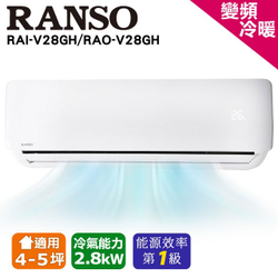 PChome精選冷暖空調優惠-【RANSO聯碩】變頻冷暖分離式冷氣RAI-V28GH/RAO-V28GH