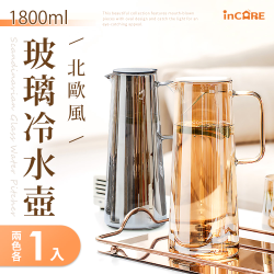 PChome精選杯瓶優惠-【Incare】北歐風耐冷熱玻璃冷水壺1800ml(買一送一)/琥珀色+煙灰色