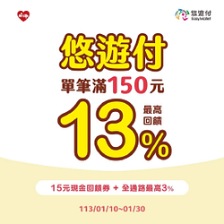 萊爾富使用悠遊付付款 消費滿額享最高13%回饋