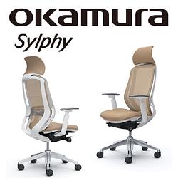PChome精選電腦椅優惠-【日本OKAMURA】Sylphy人體工學概念椅(白框)(奶茶色)(腰靠)