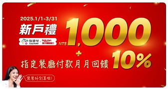 樂天帳戶悠遊付 新戶禮NT1000