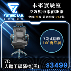 PChome精選電腦椅優惠-【FutureLab.未來實驗室】7D人體工學躺椅(黑)