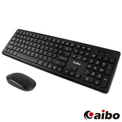 PChome精選鍵　　盤優惠-aiboKM10超薄型文青風2.4G無線鍵盤滑鼠組-黑色