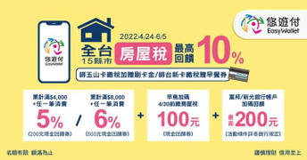 使用悠遊付繳房屋稅滿額贈 現金回饋券