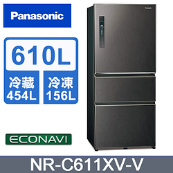 PChome精選冰箱優惠-Panasonic國際牌無邊框鋼板610公升三門冰箱NR-C611XV-V絲紋黑