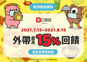 指定餐廳使用街口外帶點餐最高15%回饋