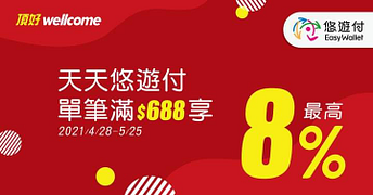 頂好JASONS單筆消費滿688元享8%悠遊付儲值金回饋