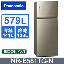 PChome精選冰箱優惠-Panasonic國際牌無邊框玻璃579公升雙門冰箱NR-B581TG-N(翡翠金)
