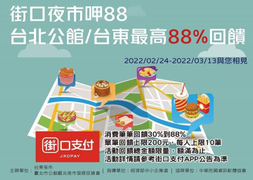 街口支付 台北公館&台東觀光夜市 隨機回饋30%~88%街口幣