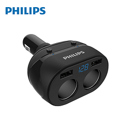 PChome精選車用電子優惠-【Philips飛利浦】DLP3521N電壓顯示一轉二雙USB車充