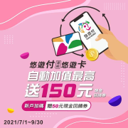悠遊卡首次連結悠遊付完成一筆自動加值交易，就可獲得50元現金回饋
