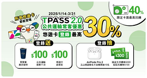 TPASS2.0公共運輸常客優惠｜悠遊卡登錄回饋最高40%