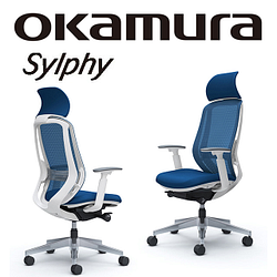 PChome精選電腦椅優惠-【日本OKAMURA】Sylphy人體工學概念椅(白框)(海軍藍色)(腰靠)