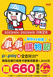 全聯 PX Pay 指定銀行信用卡滿額贈 660福利點