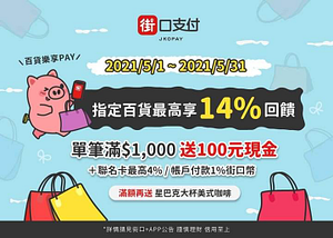 環球購物中心、漢神百貨、漢神巨蛋最高享14%回饋