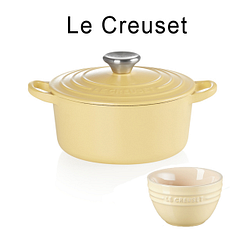 PChome精選鍋具優惠-LECREUSET－圓形鑄鐵鍋（含羞草黃．直徑18cm）鋼頭