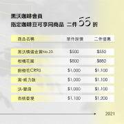 黑沃咖啡閃耀五週年慶 會員指定咖啡豆同品項二件55折