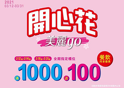 指定店櫃當天消費 滿1,000元送100元電子特別券