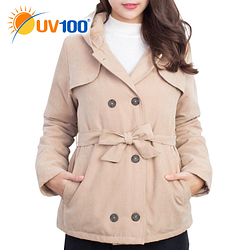 UV100專業機能防曬服飾-【單品優惠】保暖鋪棉雙排釦風衣