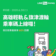 使用LINE Pay Money「乘車碼」功能假日搭乘最高享60趴回饋👏