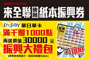 會員持紙本振興券單日單卡消費每滿1000元就送福利點1000點