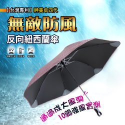 PChome精選雨傘優惠-神美傘四代反向無敵防風自動晴雨傘(4色可選)