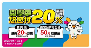 悠遊開學季 雙周最高享20%回饋