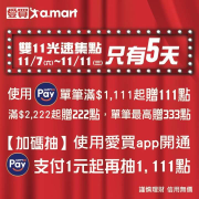 愛買雙11讓你光速集點單筆滿$1,111起贈111點